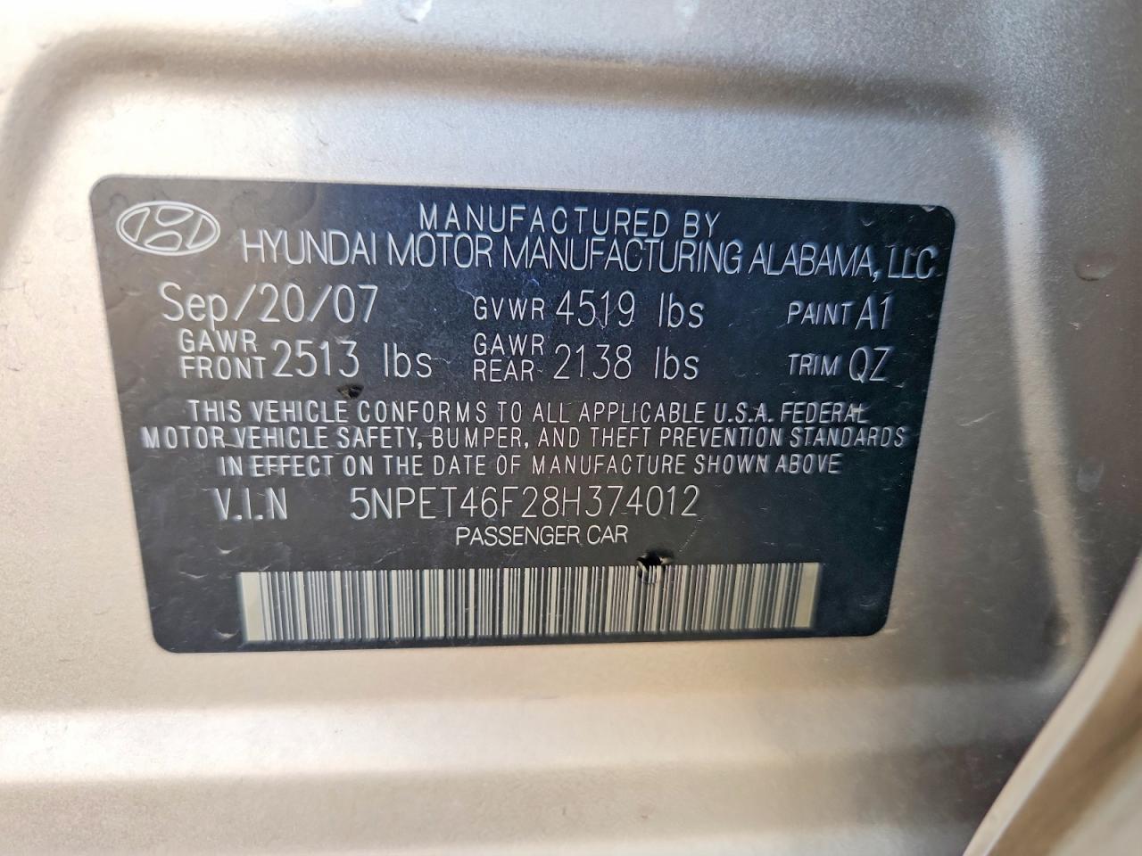2008 HYUNDAI SONATA