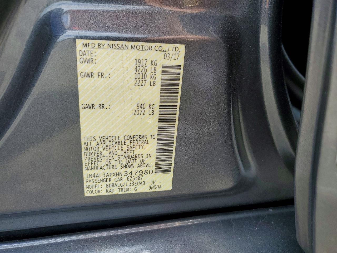 2017 NISSAN ALTIMA