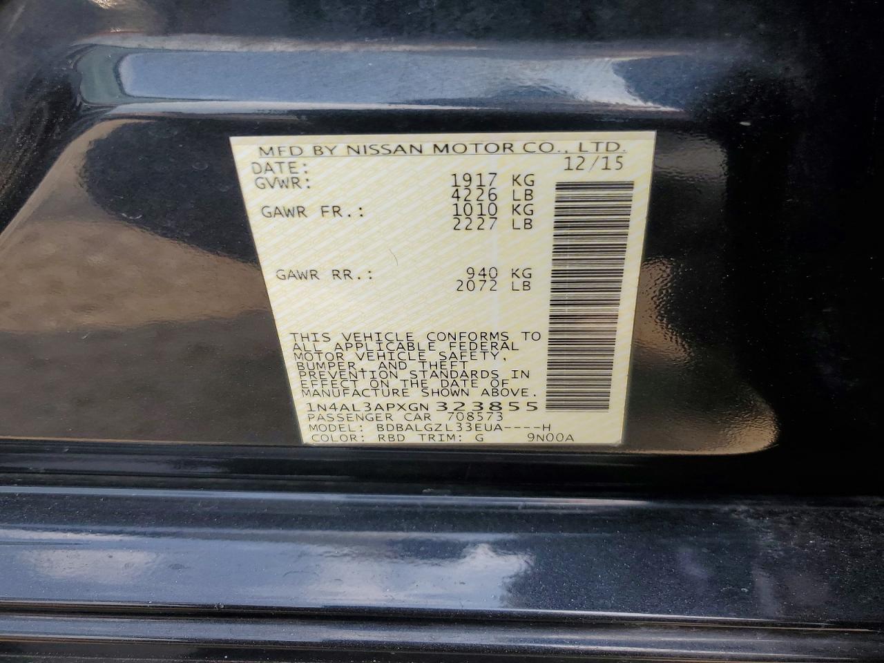 2016 NISSAN ALTIMA