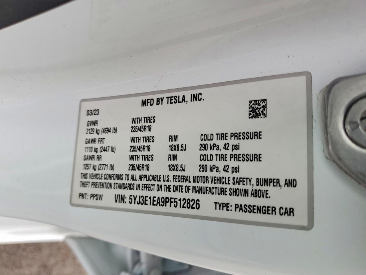2023 TESLA MODEL 3