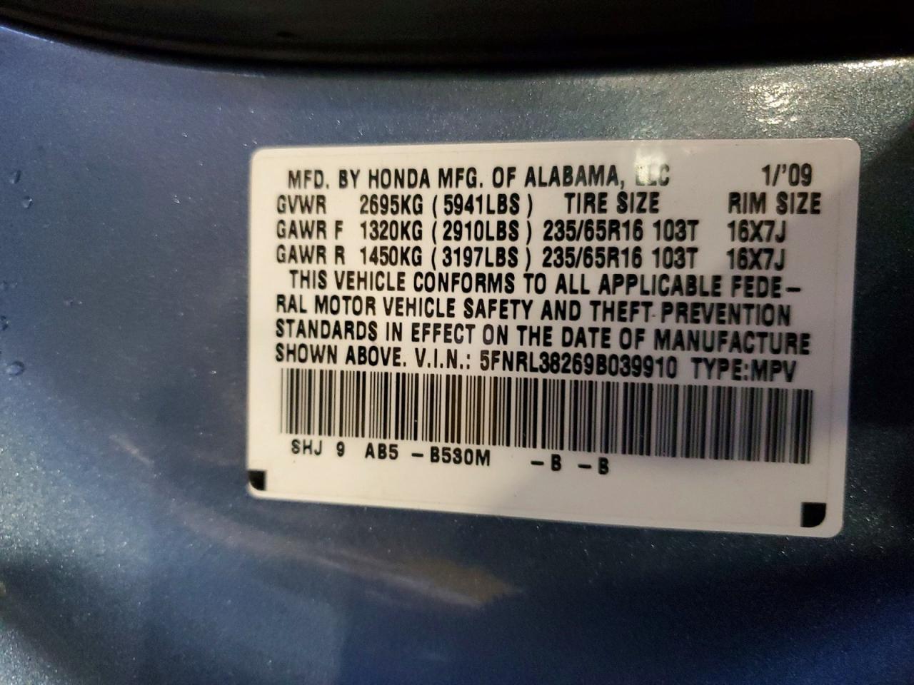 2009 HONDA ODYSSEY