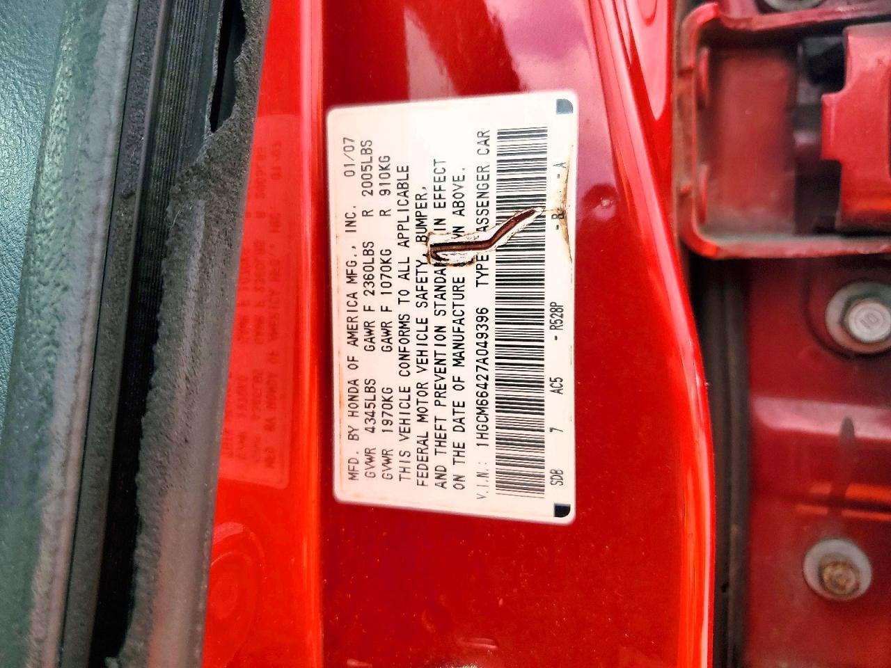 2007 HONDA ACCORD