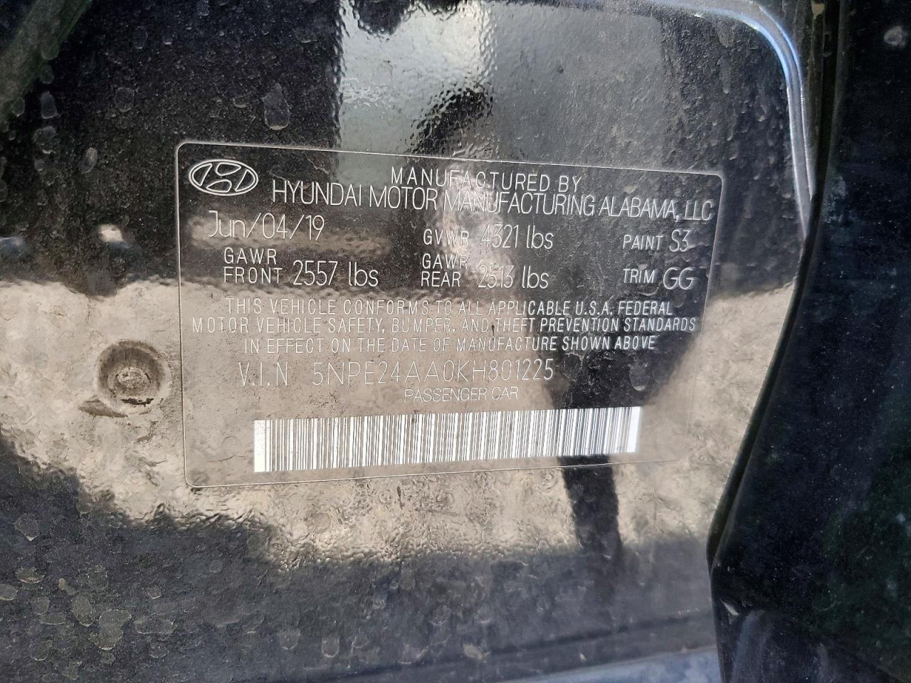 2019 HYUNDAI SONATA