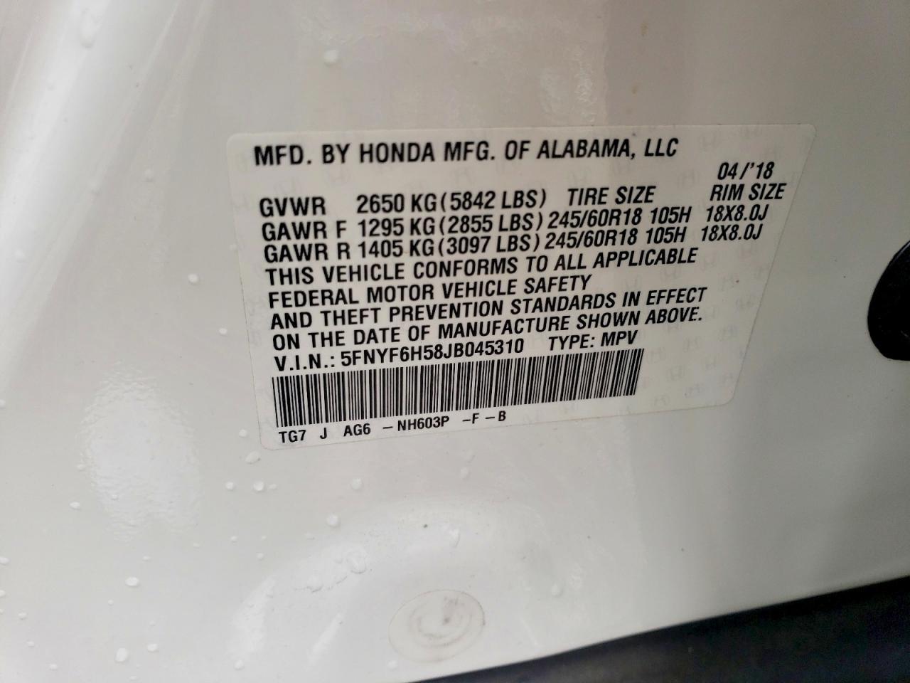 2018 HONDA PILOT