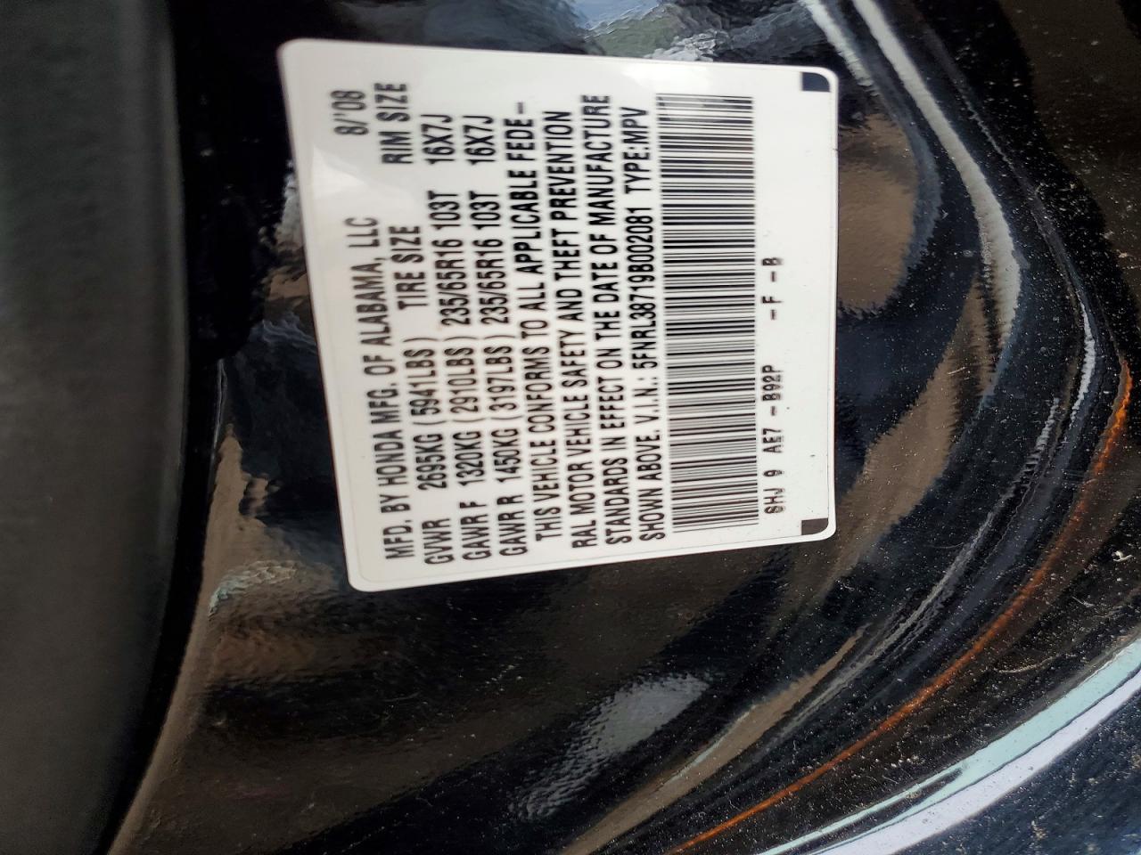 2009 HONDA ODYSSEY