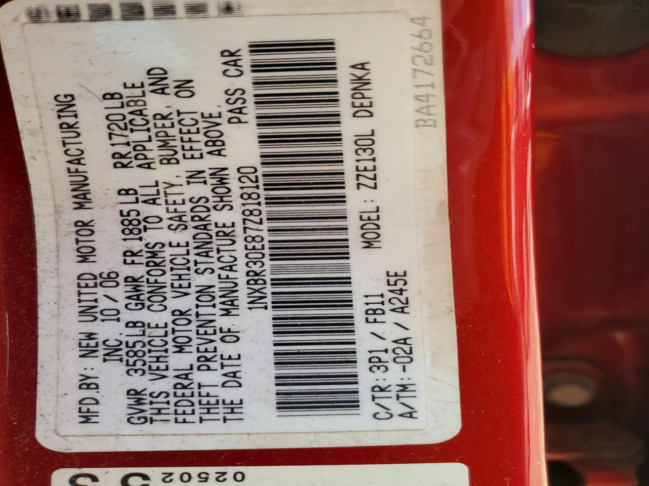 2007 TOYOTA COROLLA