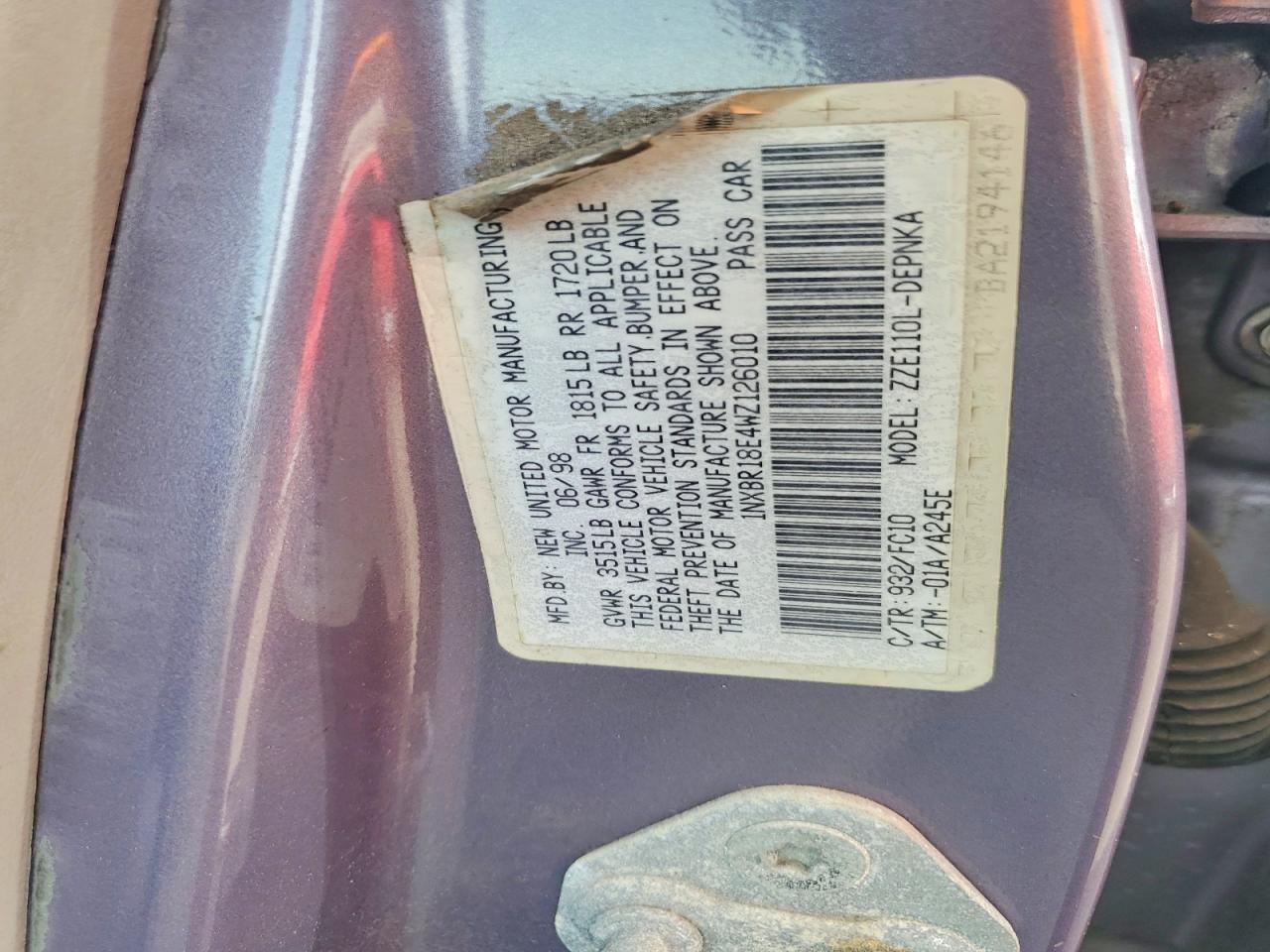 1998 TOYOTA COROLLA