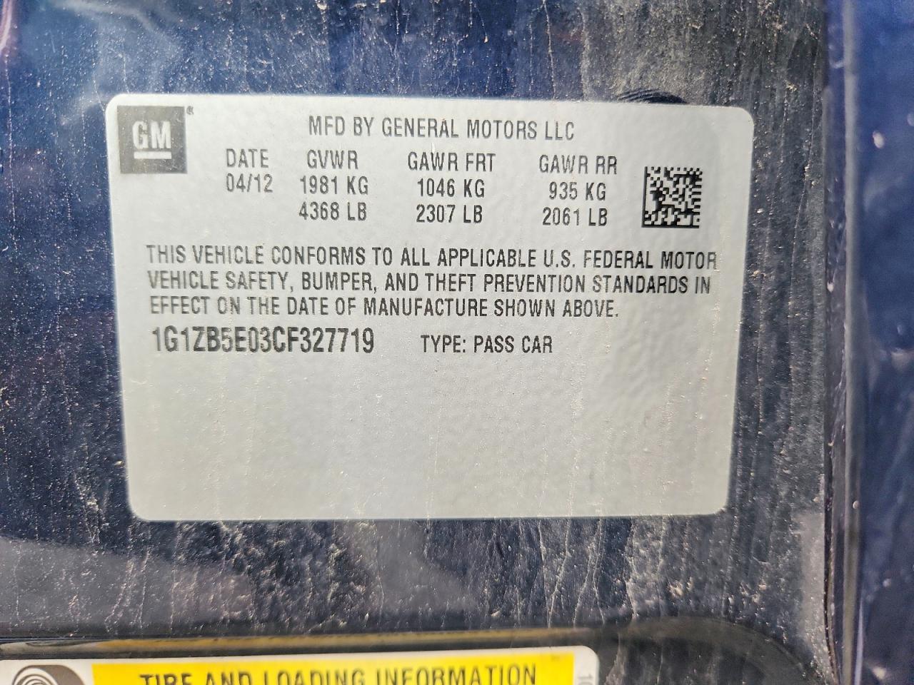 2012 CHEVROLET MALIBU