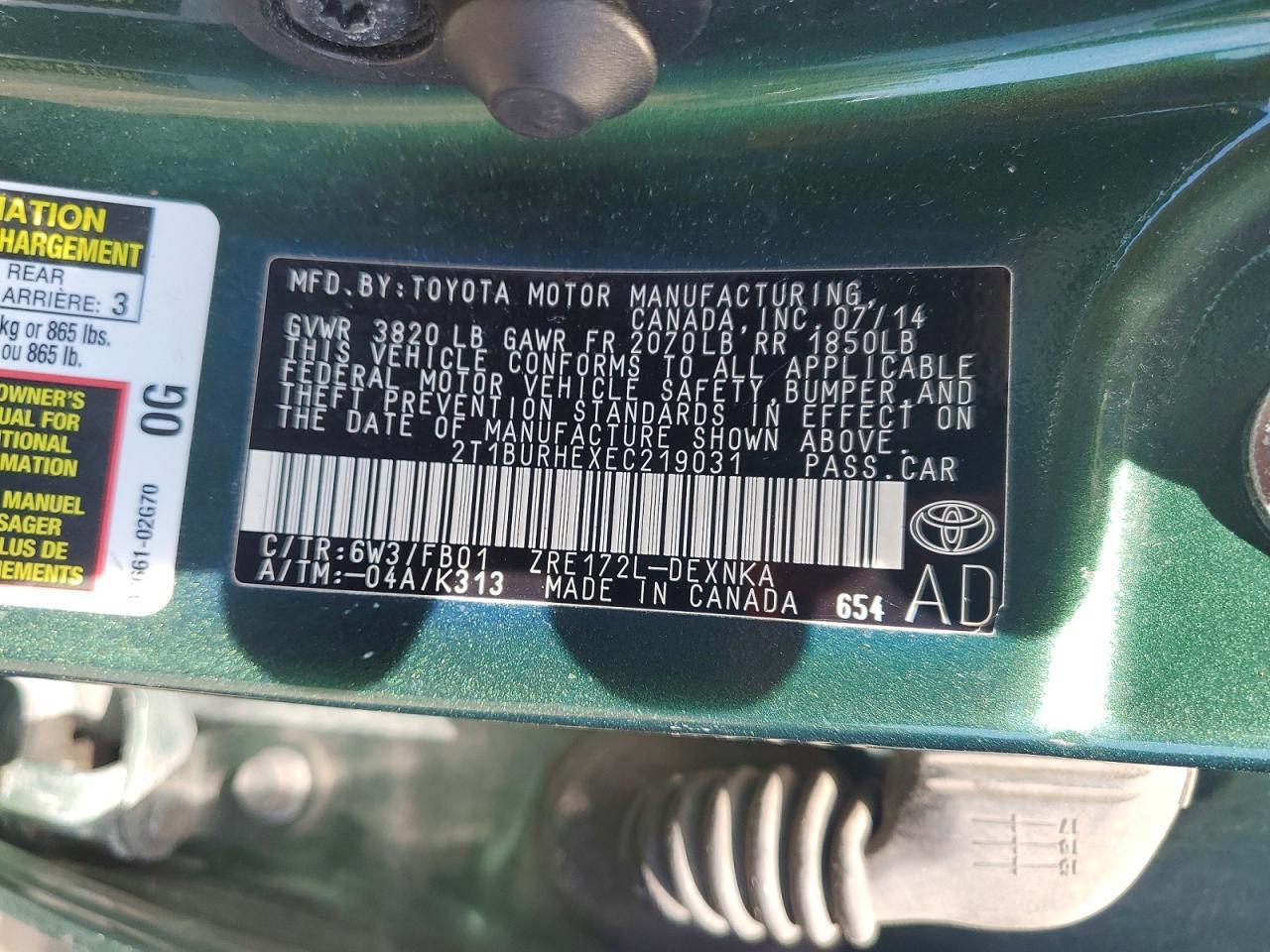 2014 TOYOTA COROLLA