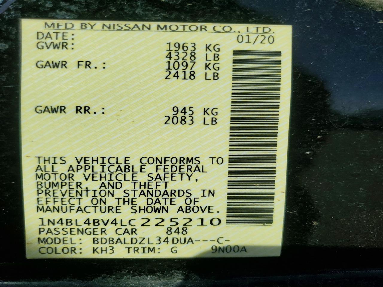 2020 NISSAN ALTIMA