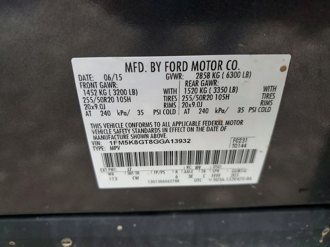 2016 FORD Explorer Sport Trac