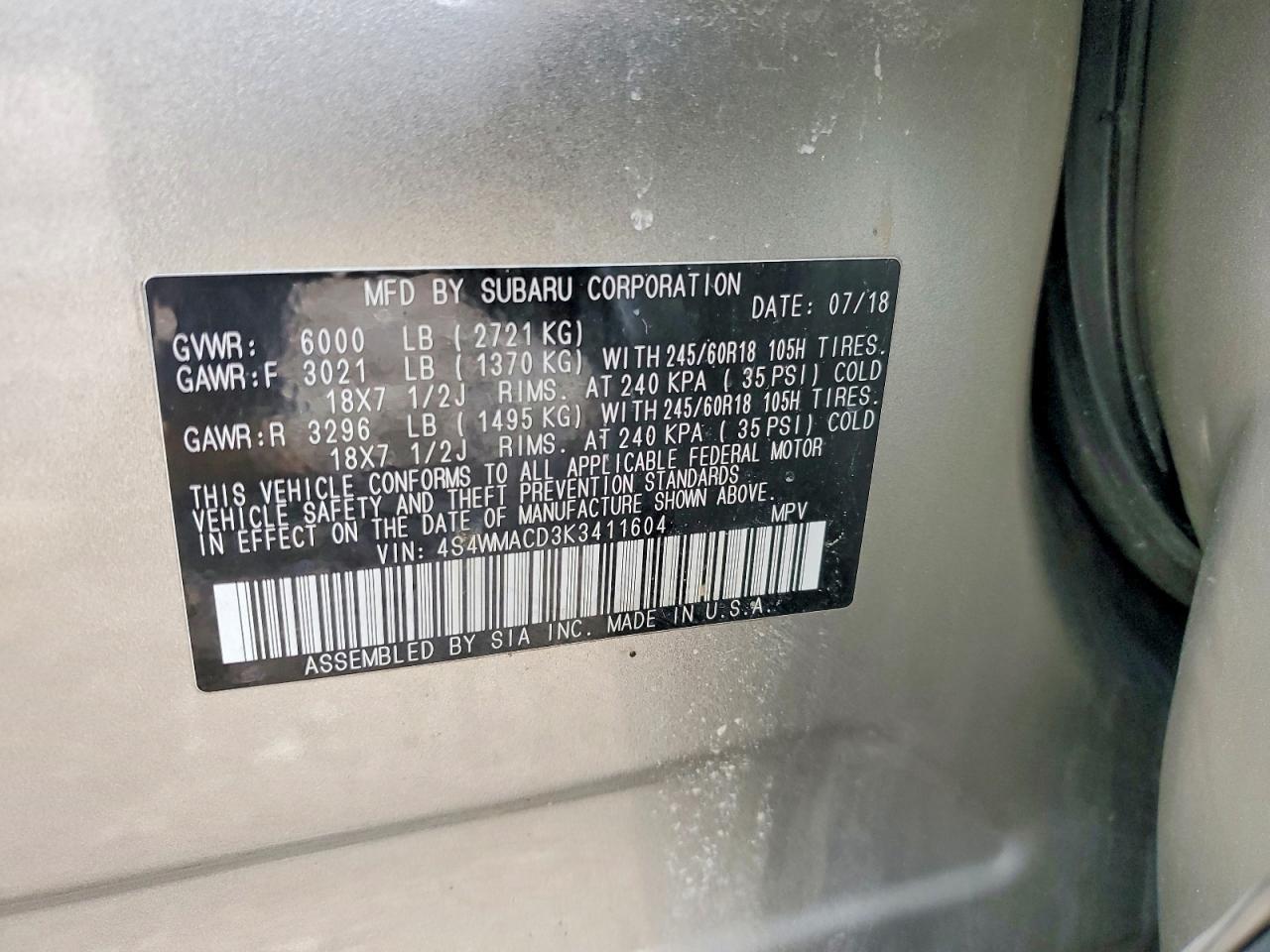 2019 SUBARU Ascent