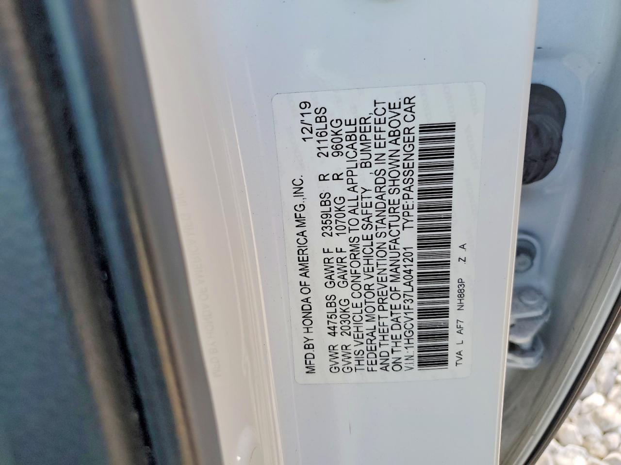 2020 HONDA ACCORD