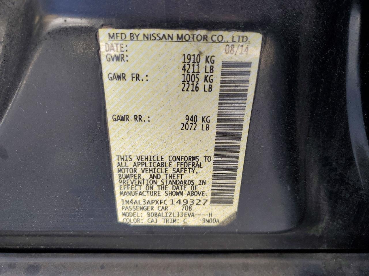2015 NISSAN ALTIMA