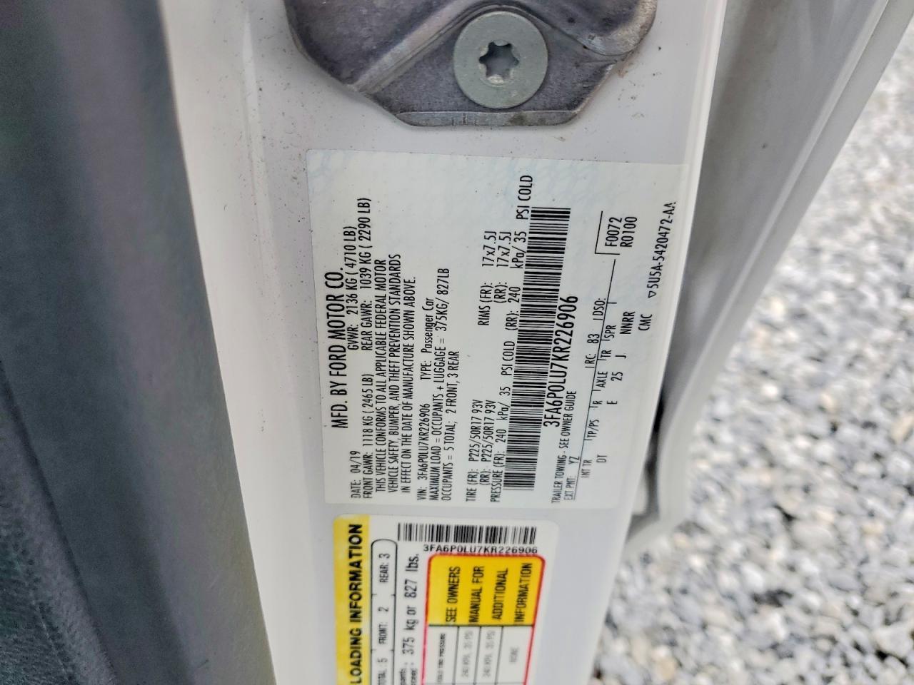 2019 FORD FUSION