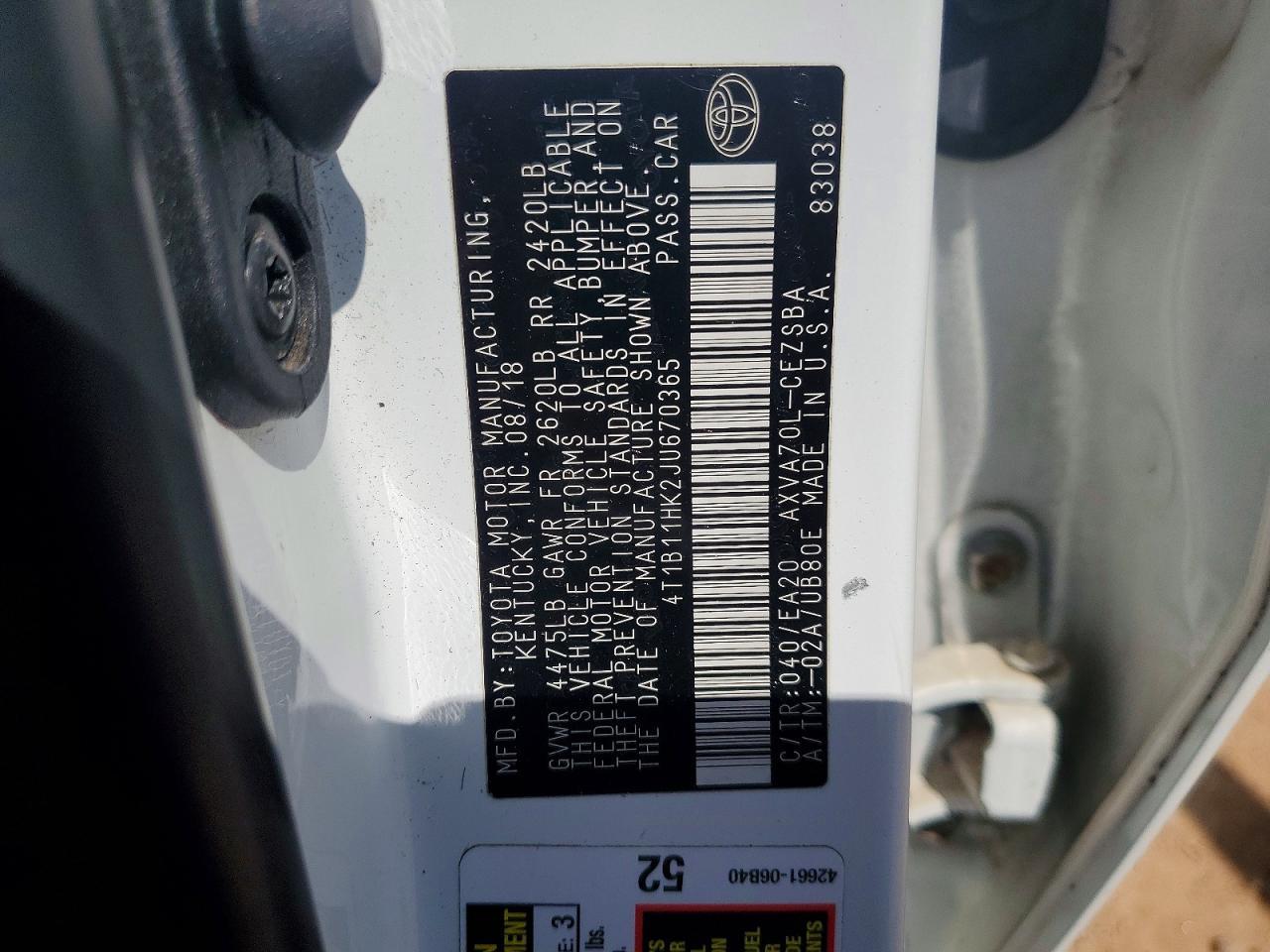 2018 TOYOTA CAMRY