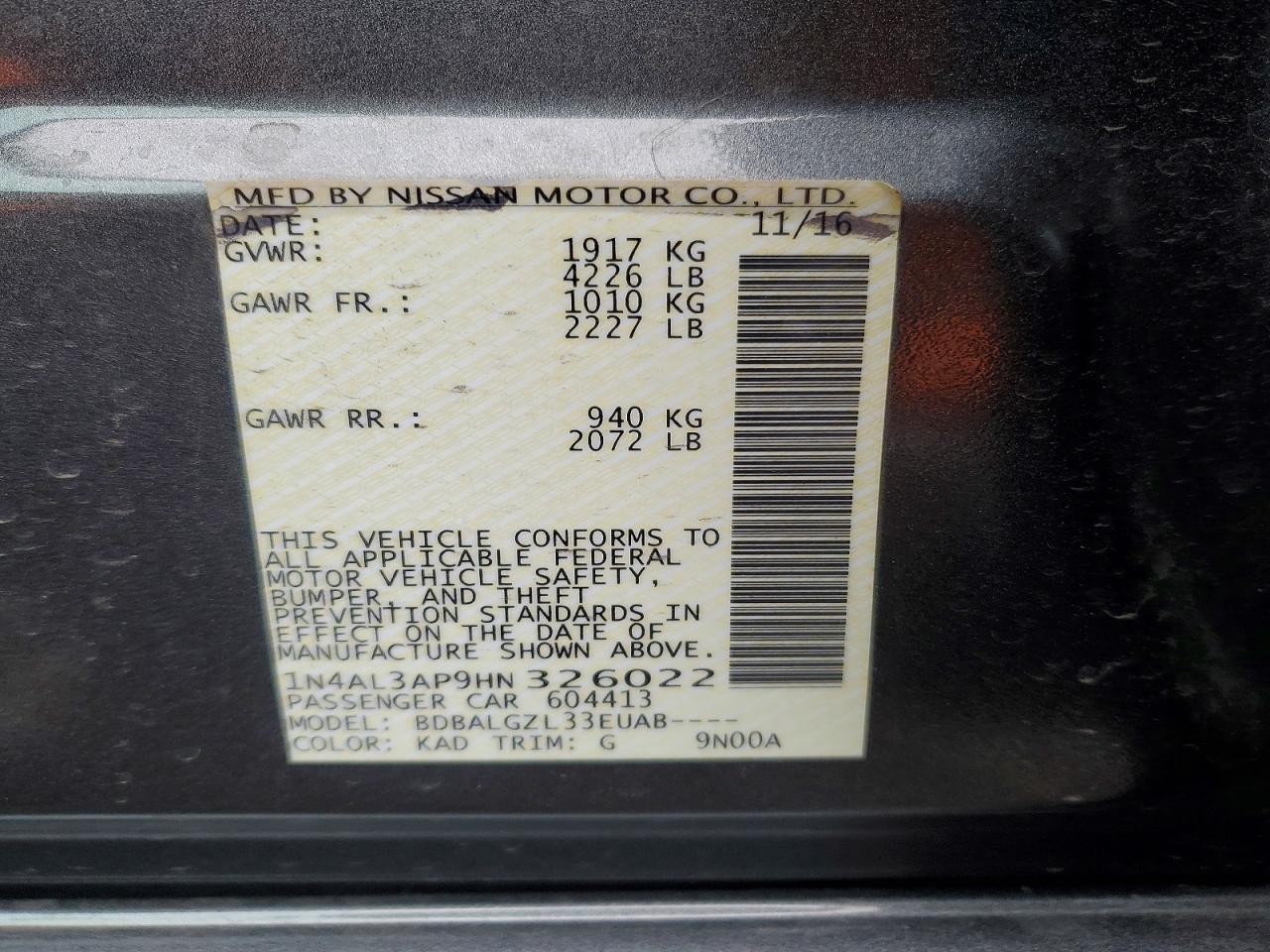 2017 NISSAN ALTIMA