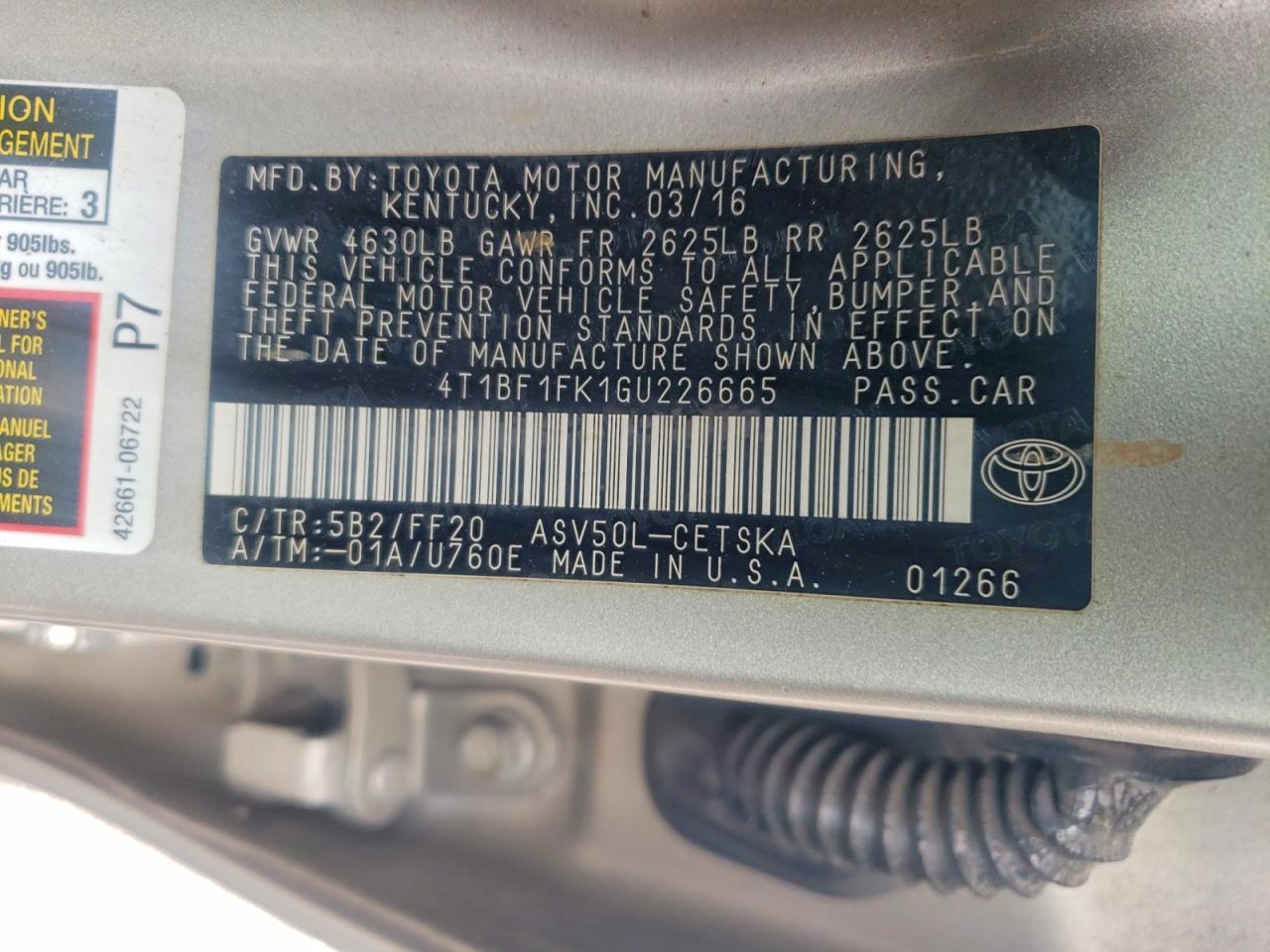 2016 TOYOTA CAMRY