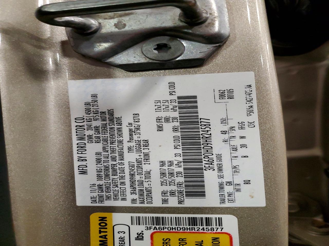 2017 FORD FUSION