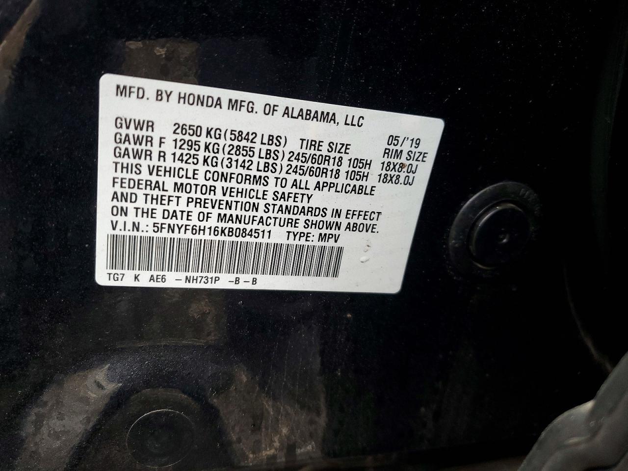 2019 HONDA PILOT