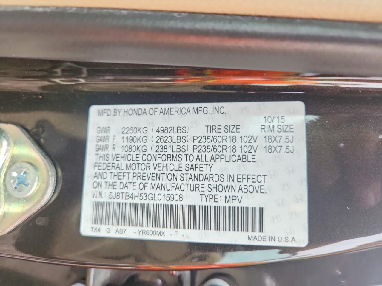 2016 ACURA RDX