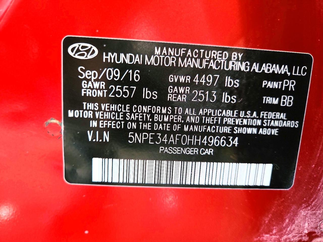 2017 HYUNDAI SONATA