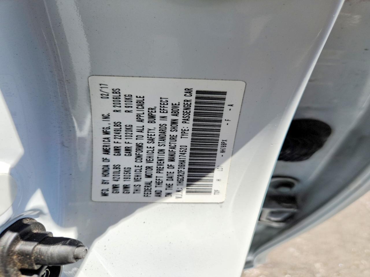 2017 HONDA ACCORD