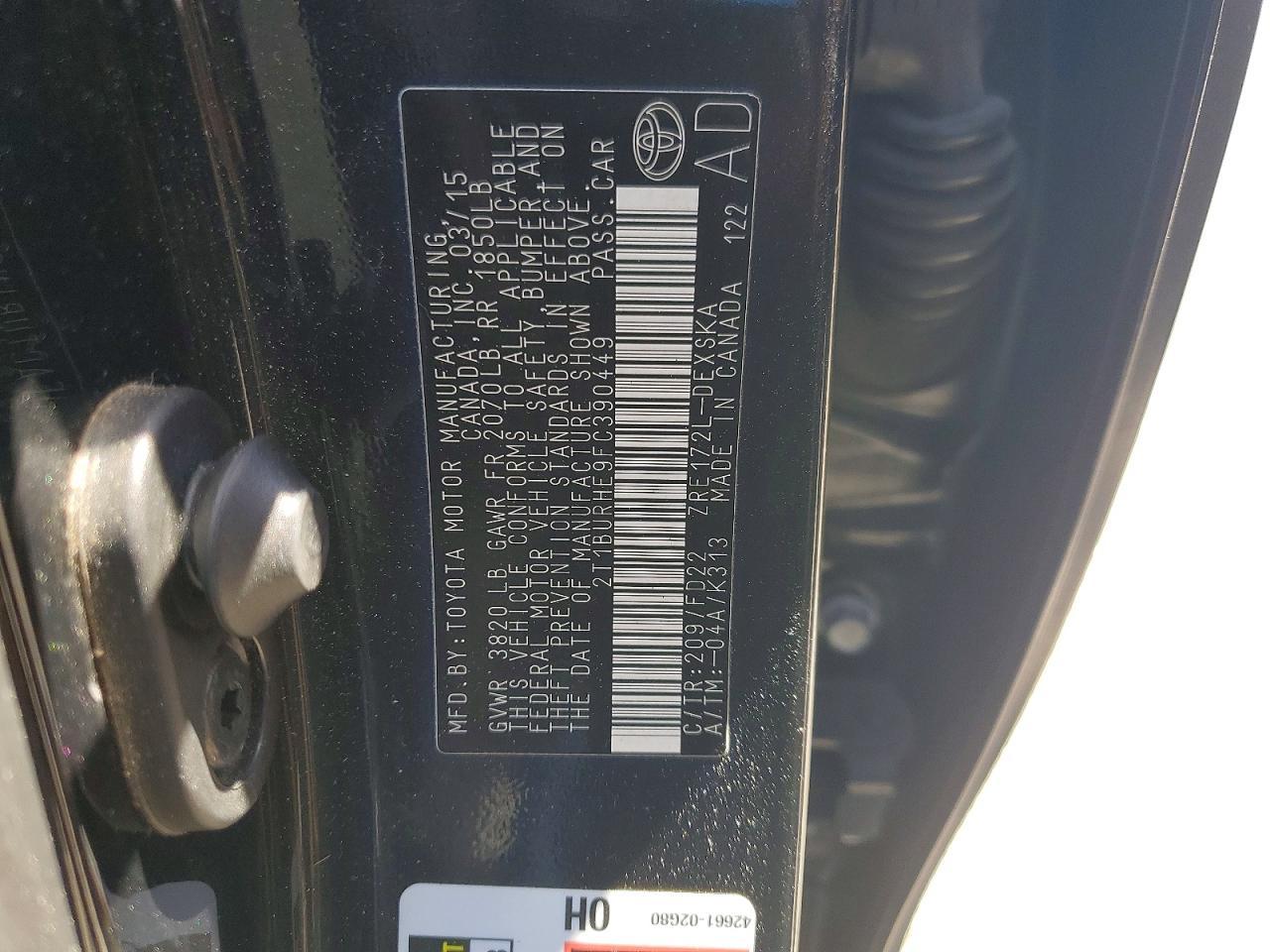 2015 TOYOTA COROLLA