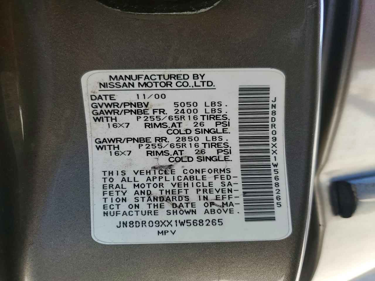 2001 NISSAN PATHFINDER