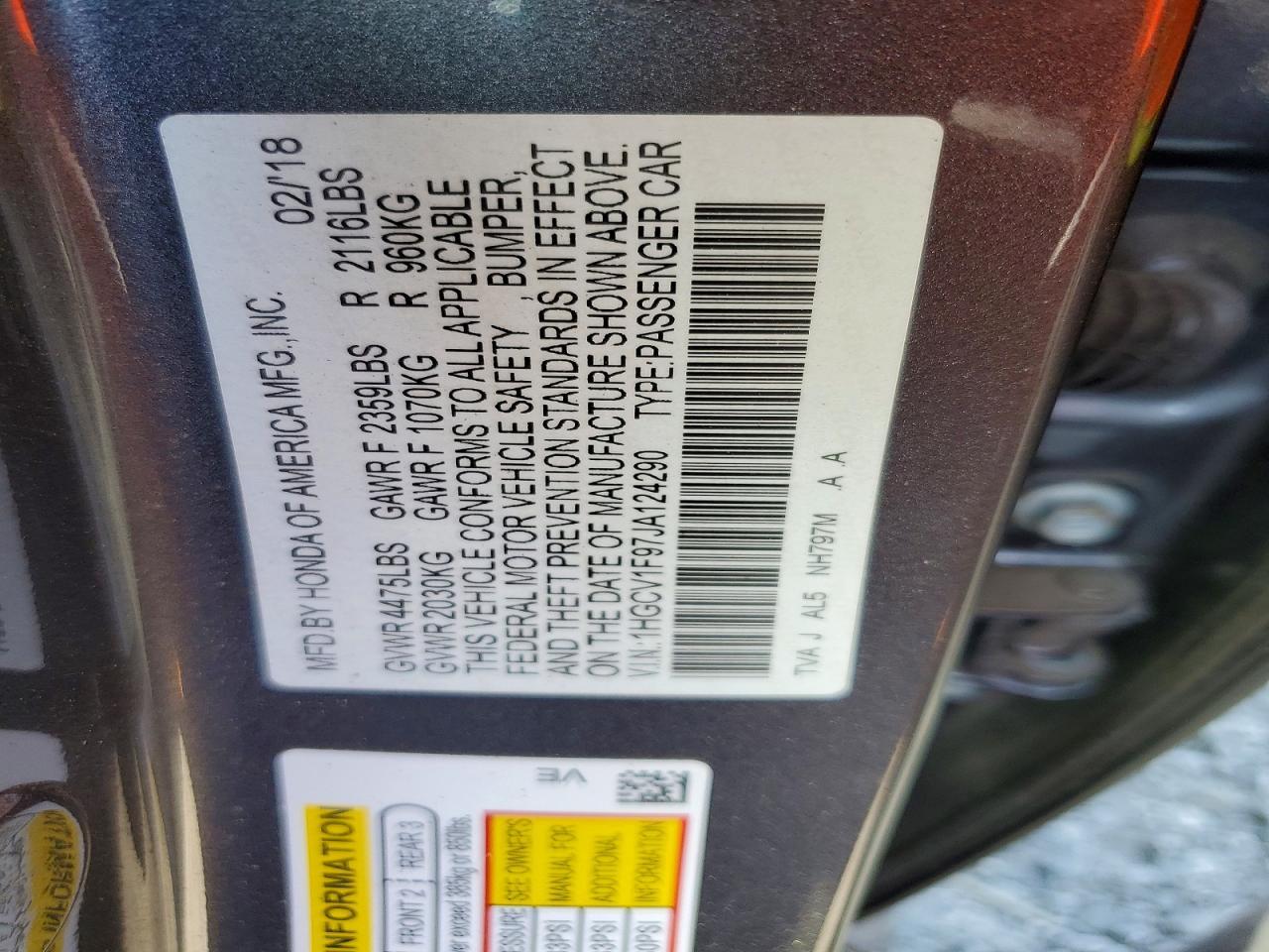 2018 HONDA ACCORD