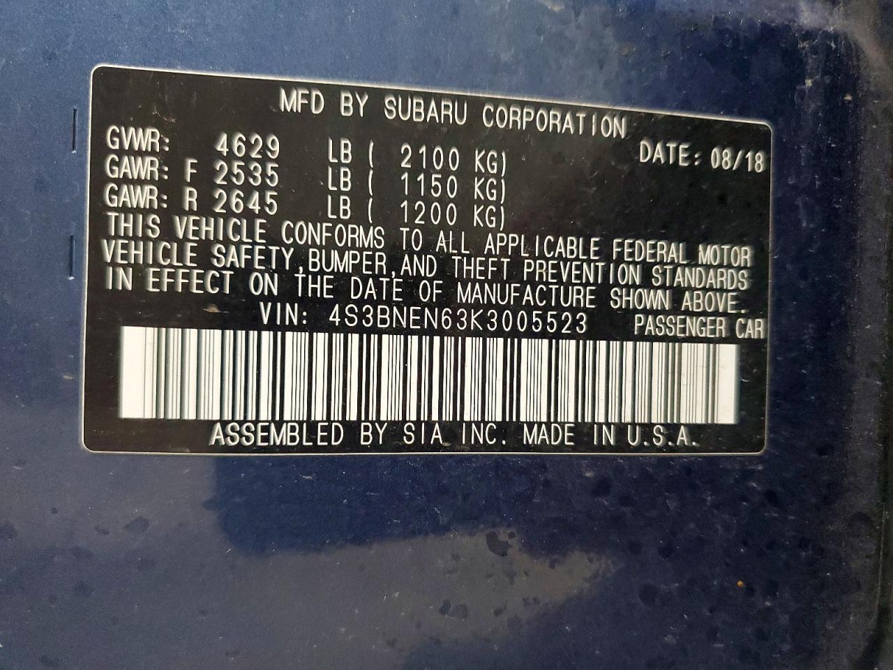 2019 SUBARU Legacy