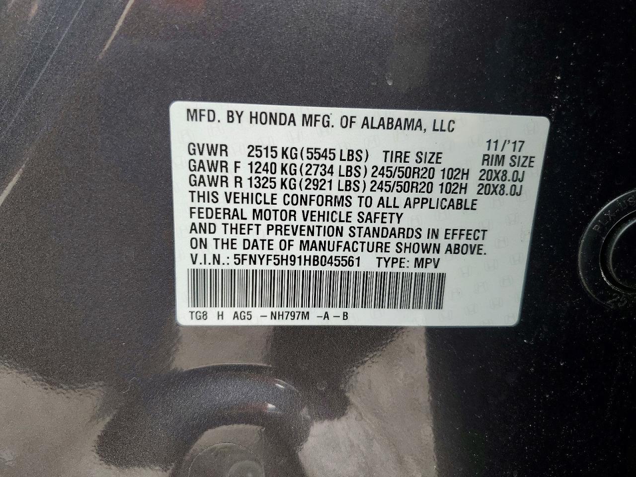 2017 HONDA PILOT
