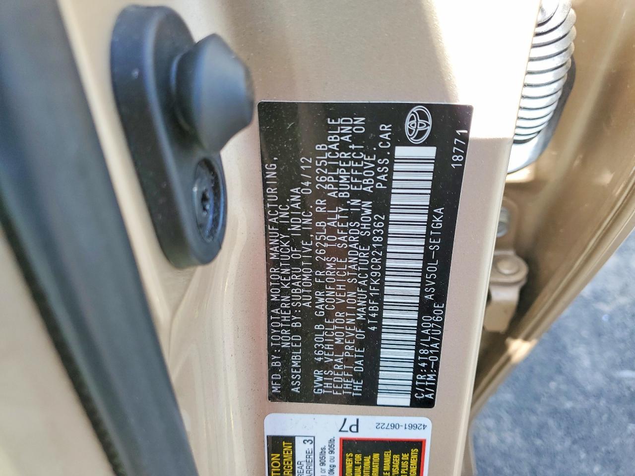 2012 TOYOTA CAMRY