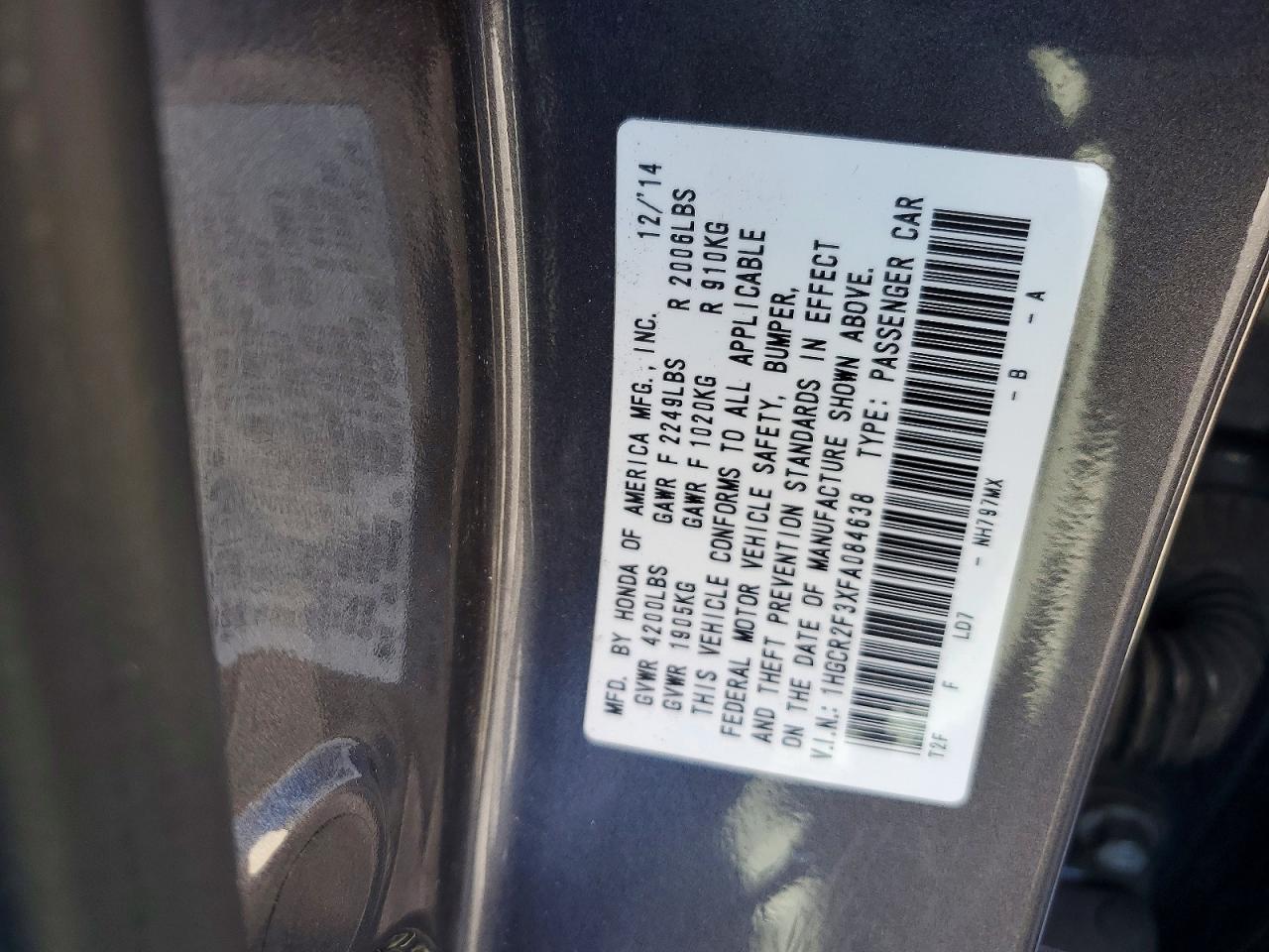 2015 HONDA ACCORD