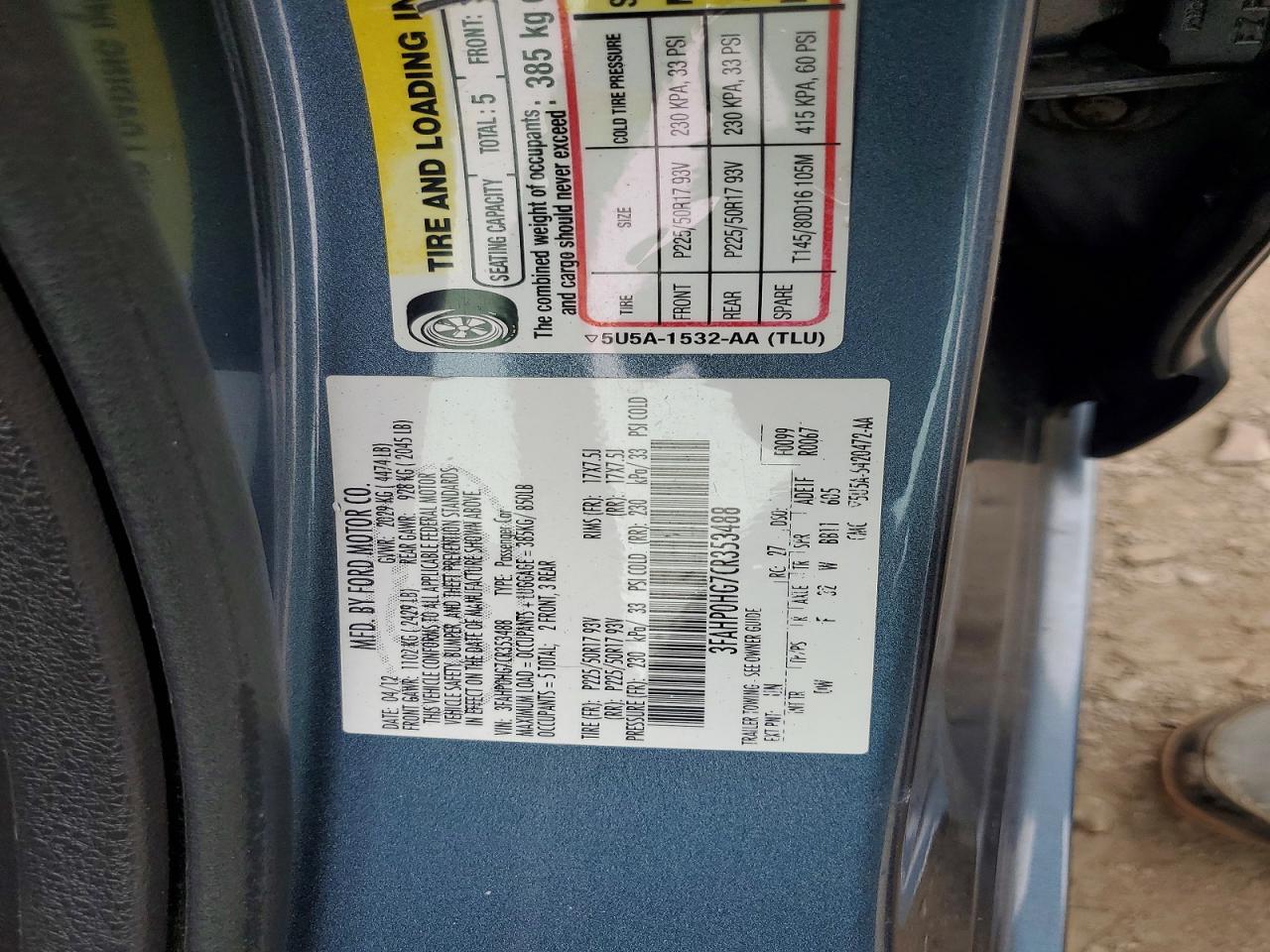 2012 FORD FUSION