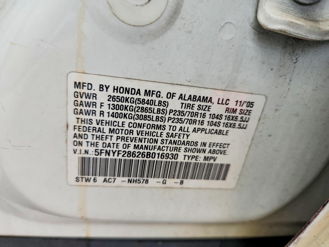 2006 HONDA PILOT