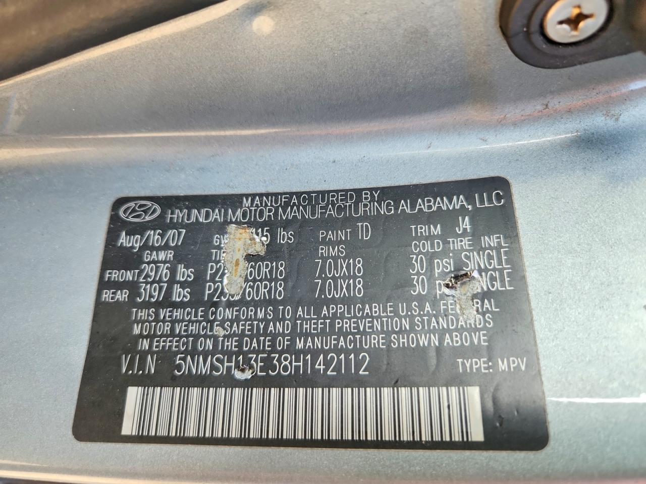 2008 HYUNDAI SANTA FE