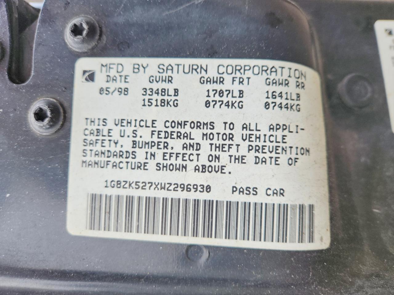 1998 SATURN Sl2
