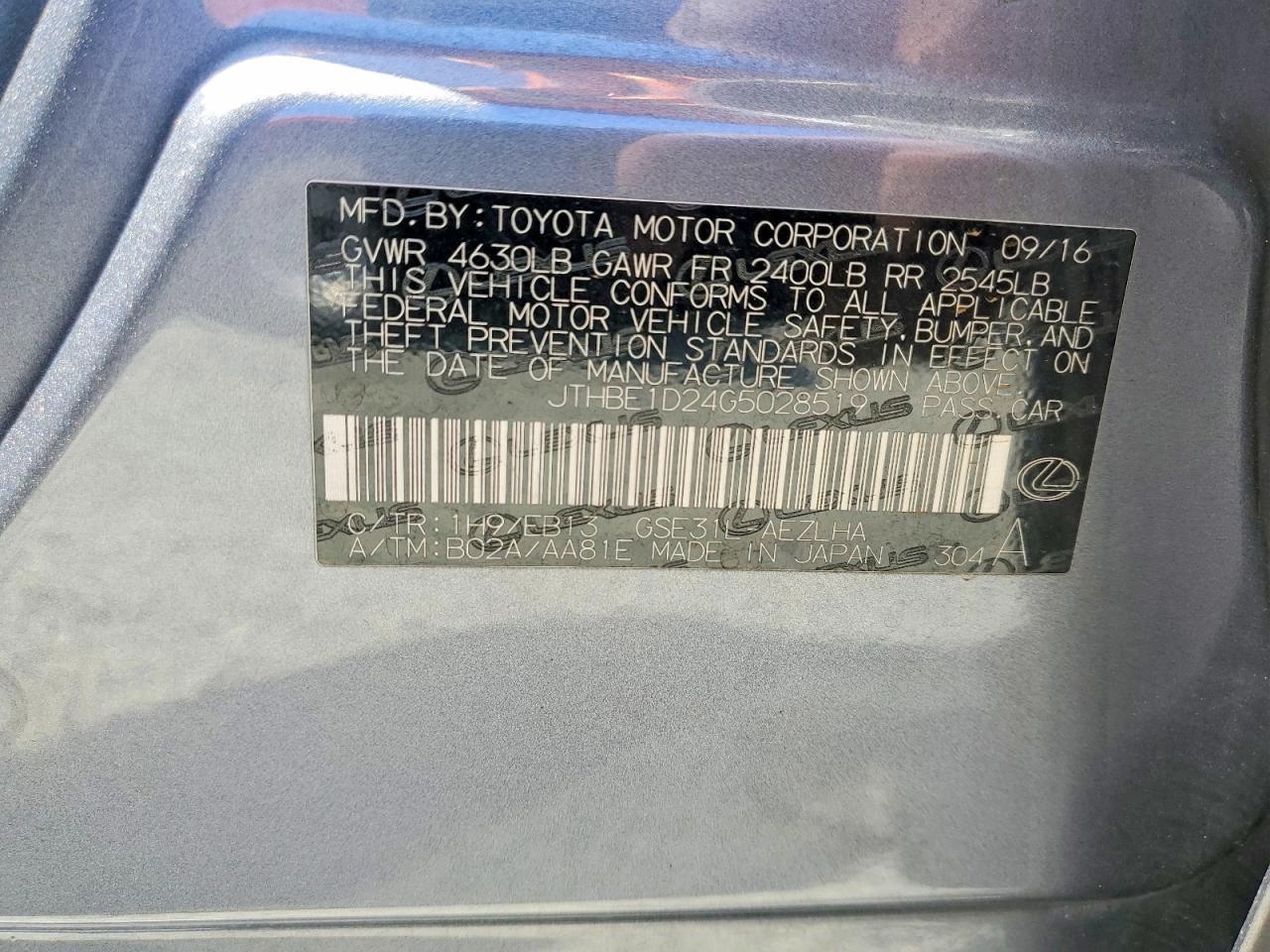 2016 LEXUS IS 350