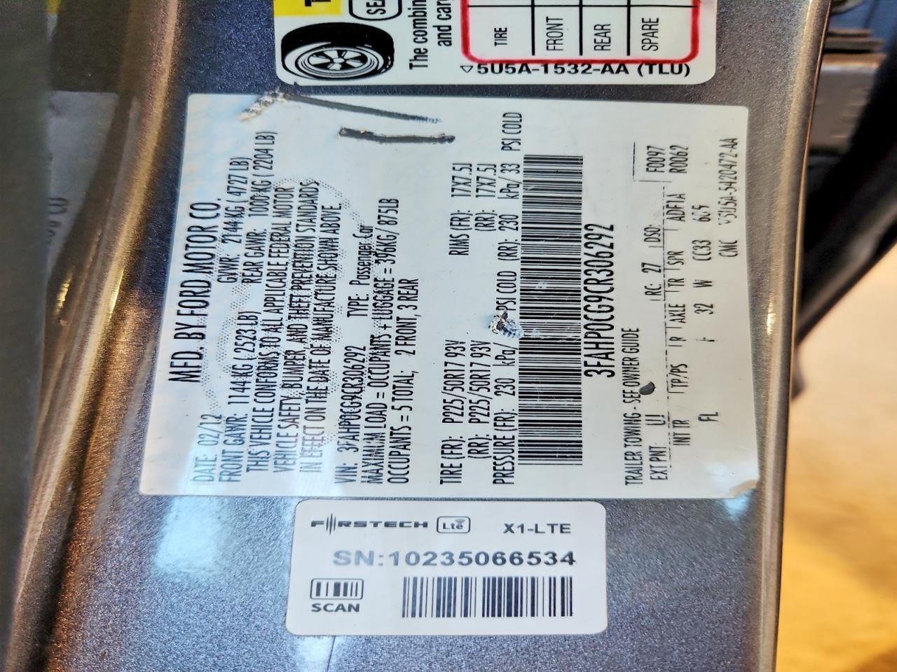 2012 FORD FUSION