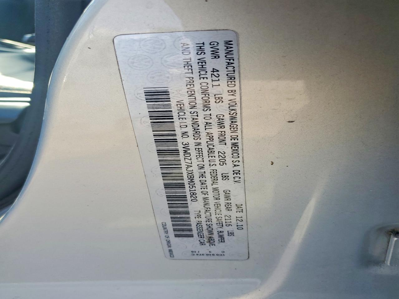 2011 VOLKSWAGEN JETTA