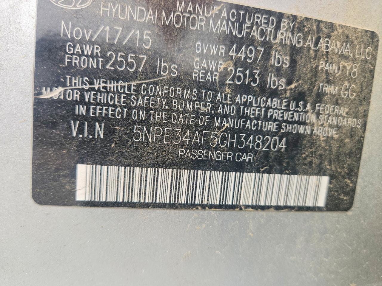 2016 HYUNDAI SONATA
