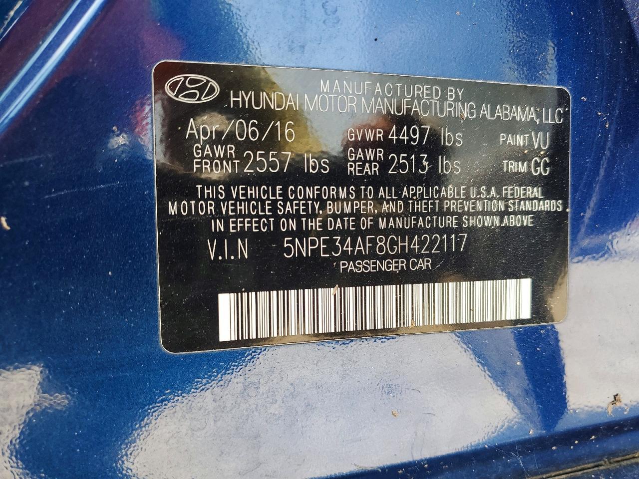 2016 HYUNDAI SONATA
