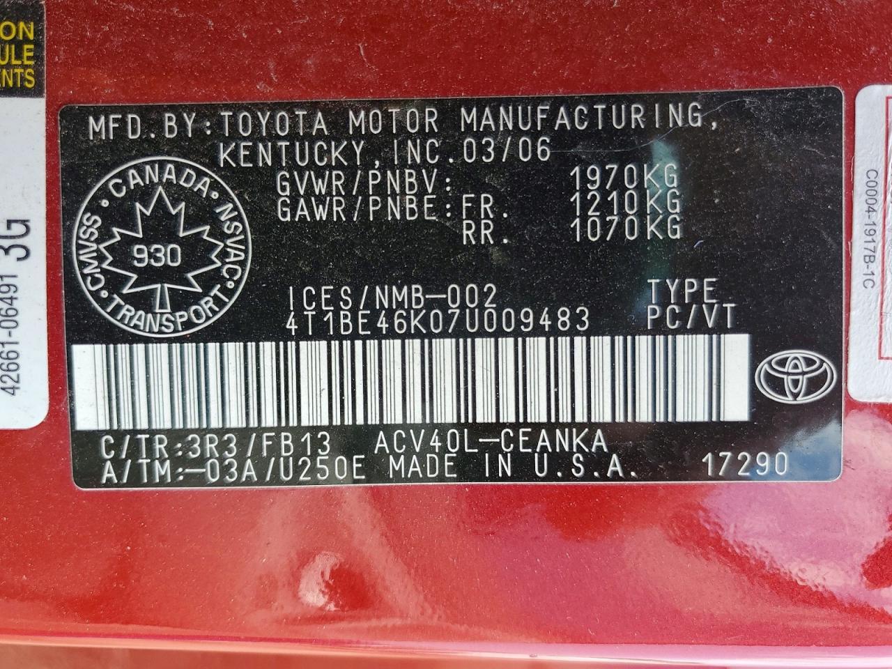 2007 TOYOTA CAMRY