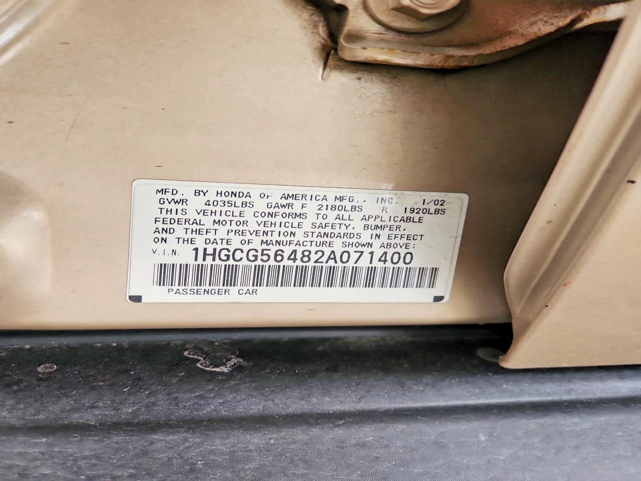 2002 HONDA ACCORD