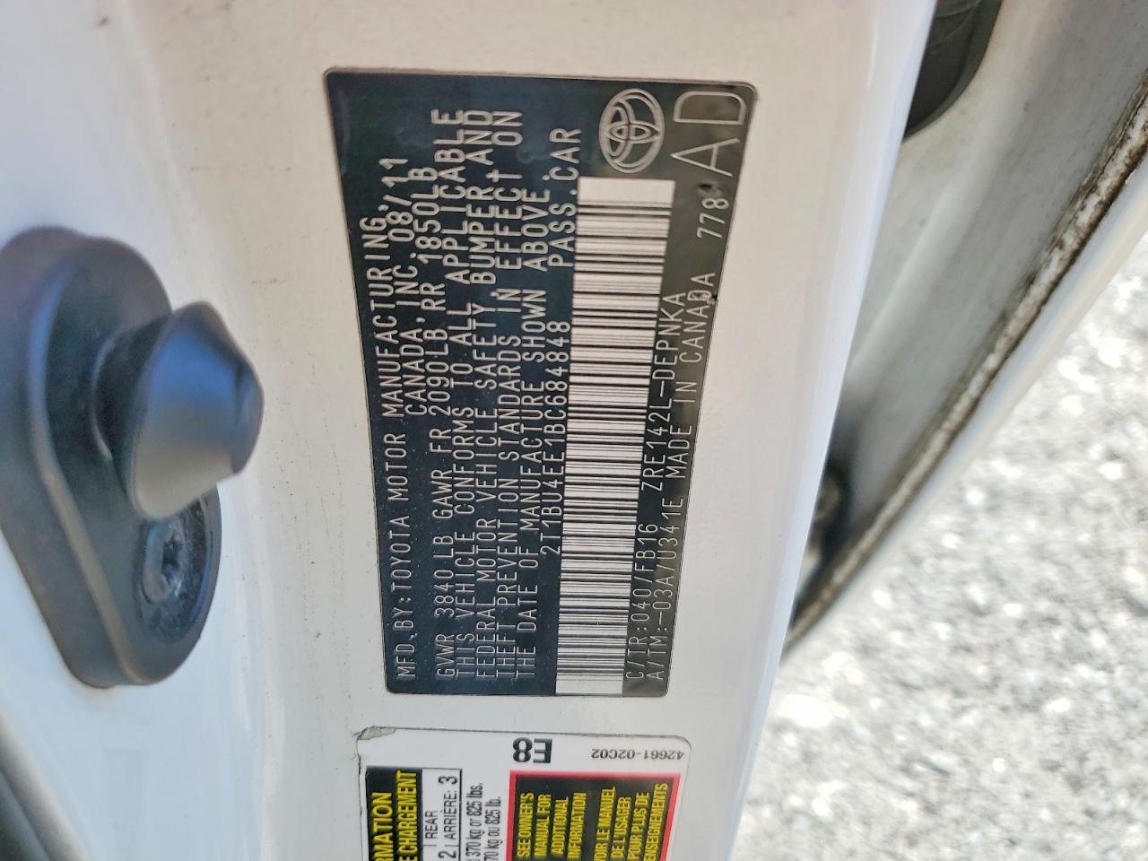 2011 TOYOTA COROLLA