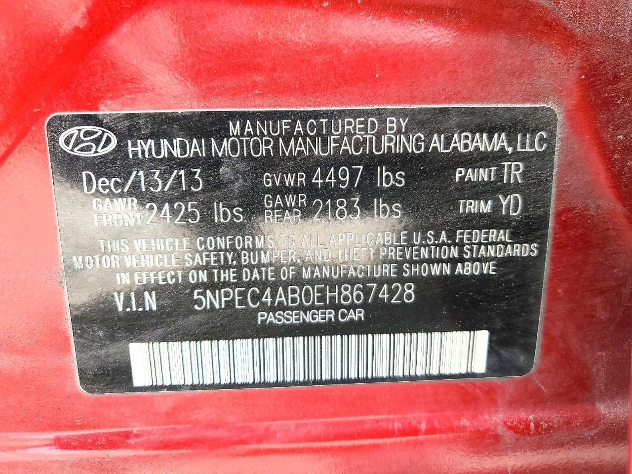 2014 HYUNDAI SONATA