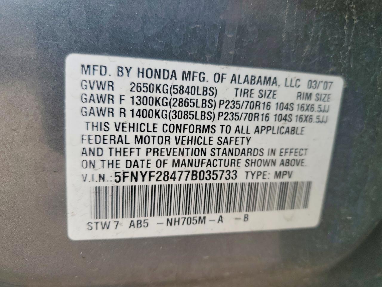 2007 HONDA PILOT