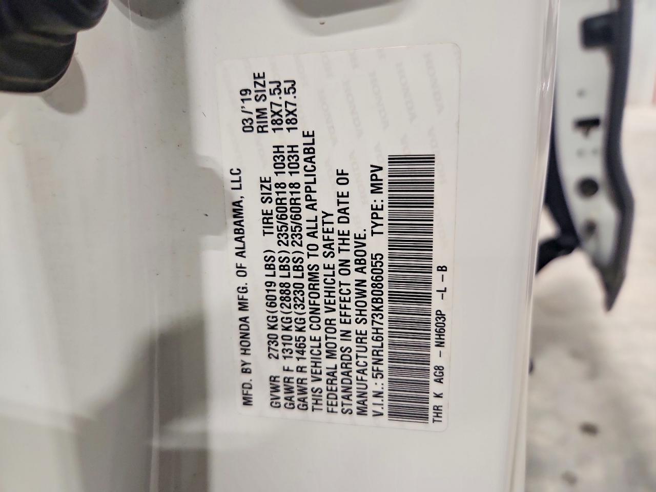 2019 HONDA ODYSSEY