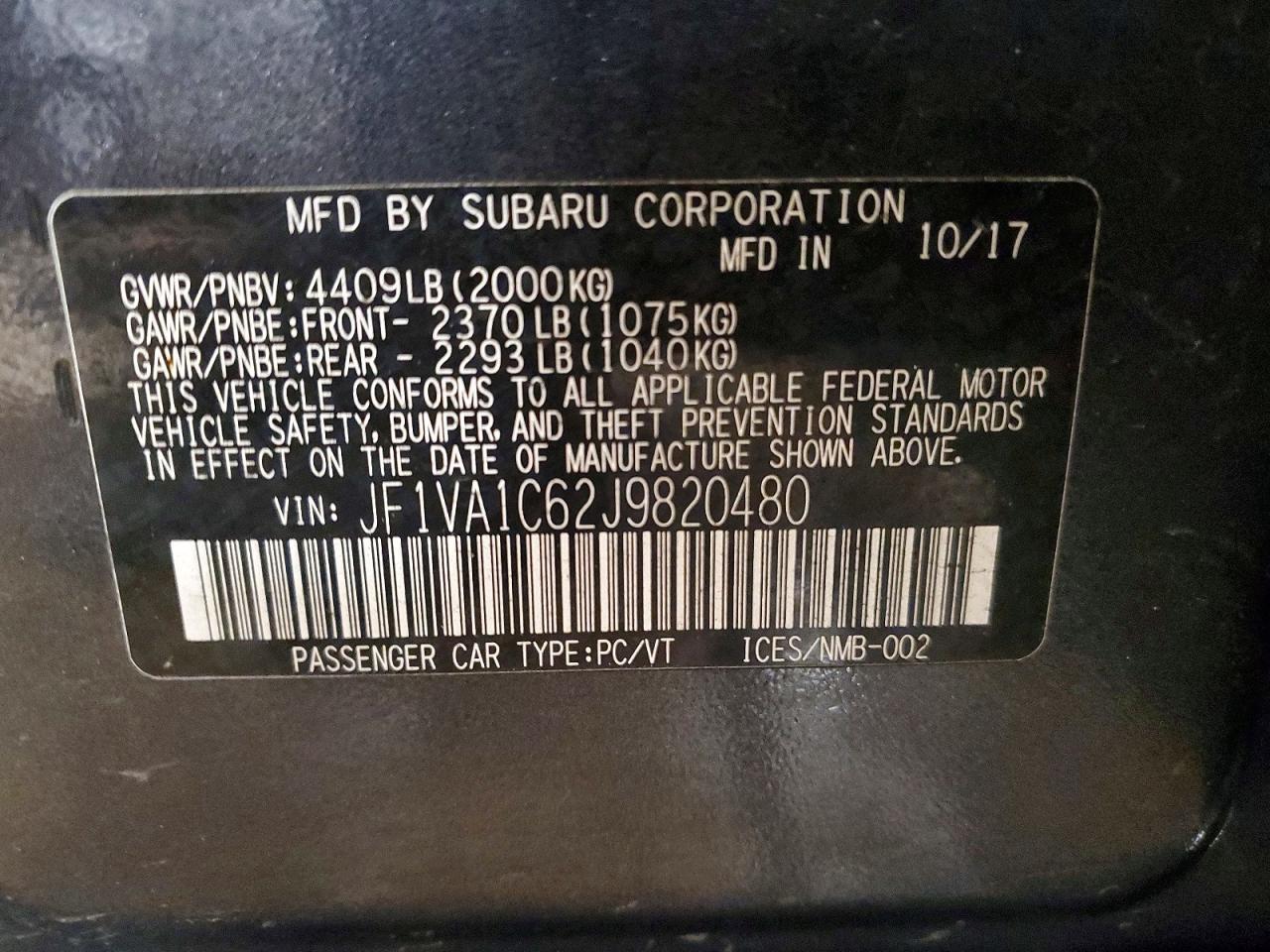 2018 SUBARU WRX